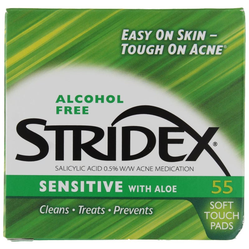 Stridex أقراص سترايدكس للعناية اليومية بحب الشباب مع الألوة للبشرة الحساسة - 55 حبة - Image 1