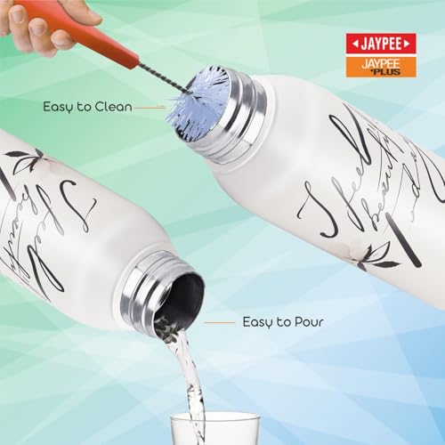 Jaypee Plus Punch Prime Stainless Steel Printed Vacuum Insulated Water Bottle 500 ml | ISI Certified Rustproof & Leakproof Flask with 24Hrs Hot & Cold Ideal for School Kids, Office & Travel - (White) - Image 5