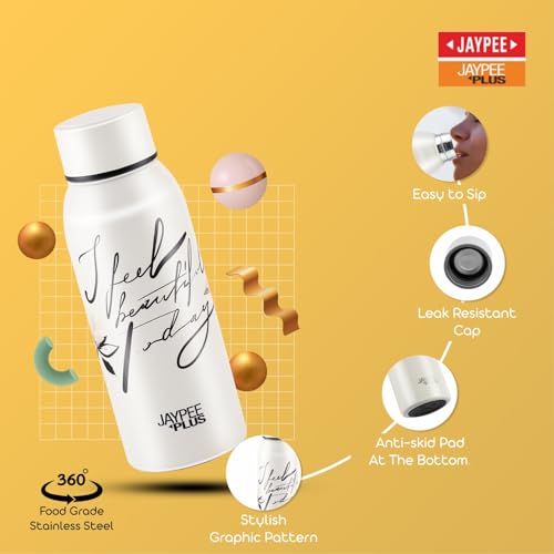 Jaypee Plus Punch Prime Stainless Steel Printed Vacuum Insulated Water Bottle 500 ml | ISI Certified Rustproof & Leakproof Flask with 24Hrs Hot & Cold Ideal for School Kids, Office & Travel - (White) - Image 2