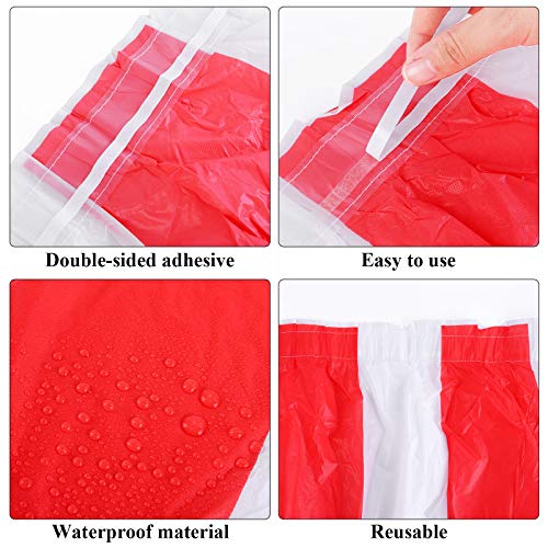 Elcoho 5 Pack Carnival Table Skirt 14 Feet x 29 Inch Red and White Striped Table Skirt Fits Rectangle or Round Tables Party Theme Tables for Circus Theme Party Decorations - Image 3