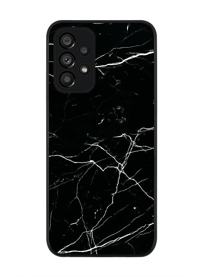 Rugged Black edge case for Samsung Galaxy A73 5G Slim fit Soft Case Flexible Rubber Edges Anti Drop TPU Gel Thin Cover - Marble Print Black