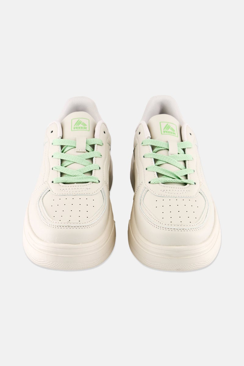 RBX Women Brand Logo Lace Up Outdoor Shoes, Beige  - Image 4