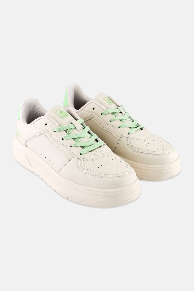 RBX Women Brand Logo Lace Up Outdoor Shoes, Beige  - Image 1