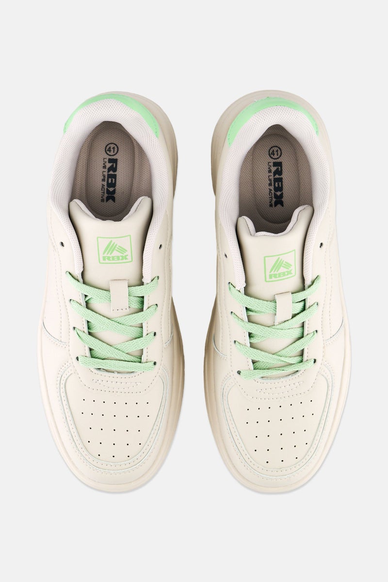 RBX Women Brand Logo Lace Up Outdoor Shoes, Beige  - Image 3