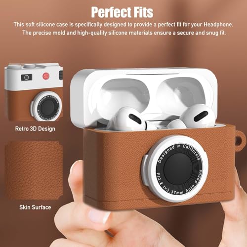 Meyaar Silicone Case for Apple Airpods Pro 3 (2025) Cute Design for Airpods Pro 3 with Keychain Shockproof Protective Case Cover (Camera Brown) - Image 4