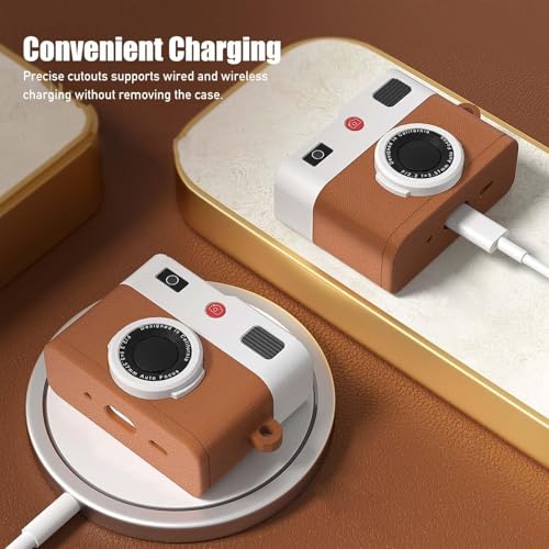 Meyaar Silicone Case for Apple Airpods Pro 3 (2025) Cute Design for Airpods Pro 3 with Keychain Shockproof Protective Case Cover (Camera Brown) - Image 3