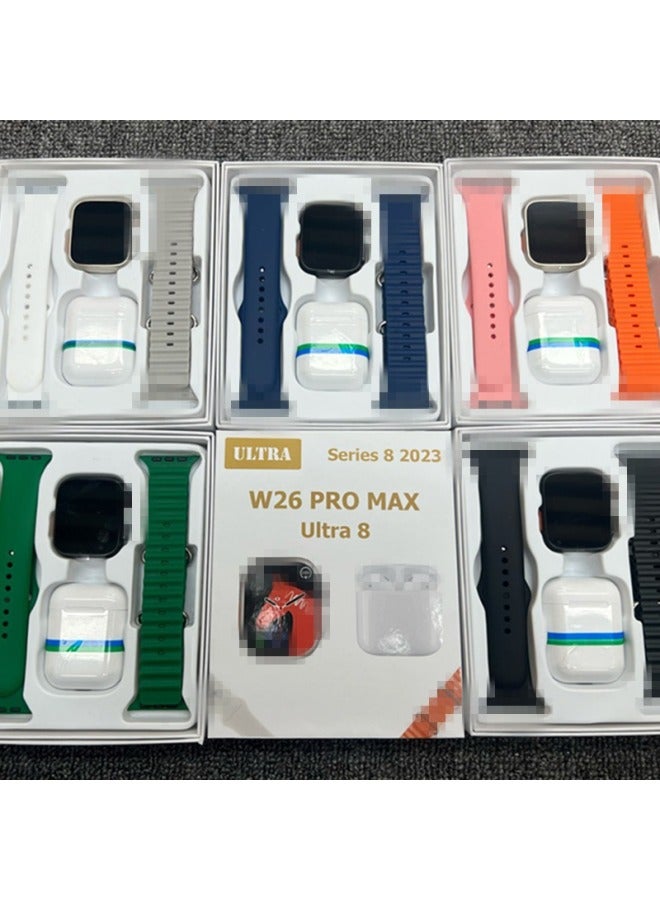 W26promax Ultra8 ساعة ذكية TWS سماعة بلوتوث W26PROMAX9 2 في 1 ساعة 2-اللون: أخضر - Image 1