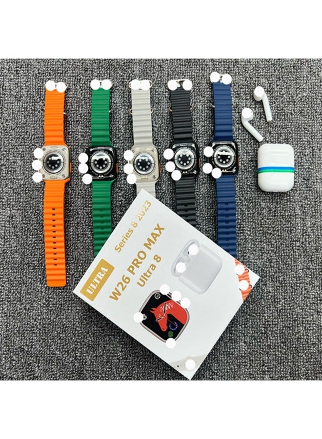 W26promax Ultra8 ساعة ذكية TWS سماعة بلوتوث W26PROMAX9 2 في 1 ساعة 2-اللون: أخضر - Image 4