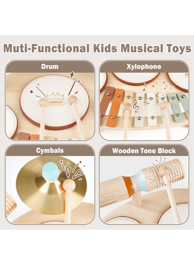 Vanplay Drum Set Toys For 1 Year Old Boy Girls Gifts, Musical Instruments For Toddlers 1-3, Wooden Montessori Toys For Babies 12-18 Months With Xylophone, Christmas Birthday Gifts For Toddler Age 1-2 - Image 2