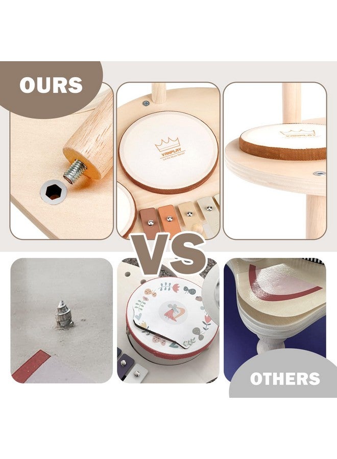 Vanplay Drum Set Toys For 1 Year Old Boy Girls Gifts, Musical Instruments For Toddlers 1-3, Wooden Montessori Toys For Babies 12-18 Months With Xylophone, Christmas Birthday Gifts For Toddler Age 1-2 - Image 4