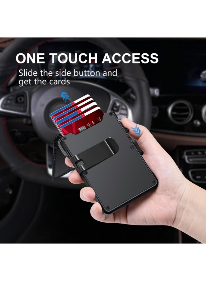 Arabest Airtag Wallet for Men, Mens Smart Wallet for Air Tag RFID Blocking, Minimalist Bifold Pop Up Aluminum Credit Card Case Holder 12+ Cards with ID Window, Gift for Men, No Airtag Included, Black - Image 2