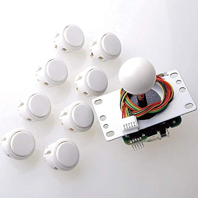 SANWA JLF-TP-8YT JOYSTICK + SANWA 8 PCS OBSF-30 PUSH BUTTON BUNDLE KIT COLOR : WHITE - FOR ARCADE GAME 4 & 8 WAY ADJUSTABLE, COMPATIBLE WITH CATZ MAD SF4 TOURNAMENT JOYSTICK S@NWA - Image 1