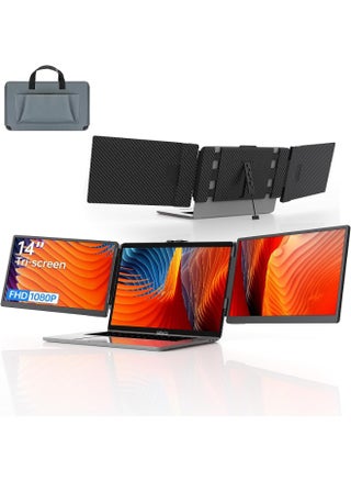 Triple Portable Monitor for Laptop 14.1”,Triple Screen Laptop Monitor 1080P FHD IPS with Type-C/HDMI/USB-A, Plug-Play Laptop Monitor Screen Extender for 13-16" Laptop, Supports Wins/Mac/Android - pzsku/ZB62B78DAC1B4DED16268Z/45/_/1708970760/bade970a-ac3a-4e21-ac53-297f90fee181