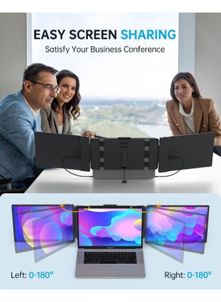 Triple Portable Monitor for Laptop 14.1”,Triple Screen Laptop Monitor 1080P FHD IPS with Type-C/HDMI/USB-A, Plug-Play Laptop Monitor Screen Extender for 13-16" Laptop, Supports Wins/Mac/Android - view 3