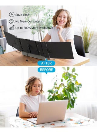 Triple Portable Monitor for Laptop 14.1”,Triple Screen Laptop Monitor 1080P FHD IPS with Type-C/HDMI/USB-A, Plug-Play Laptop Monitor Screen Extender for 13-16" Laptop, Supports Wins/Mac/Android - view 5