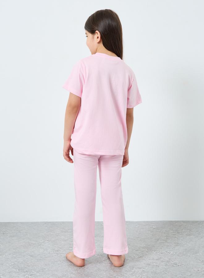Styli Girls Pink Cotton T-Shirt and Pyjama Set - Image 5