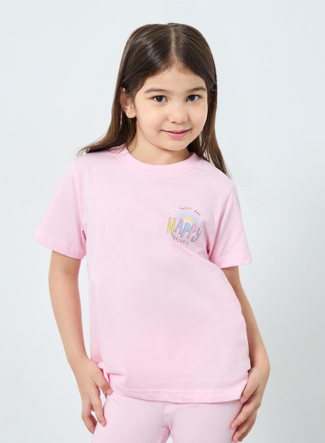 Styli Girls Pink Cotton T-Shirt and Pyjama Set - Image 2