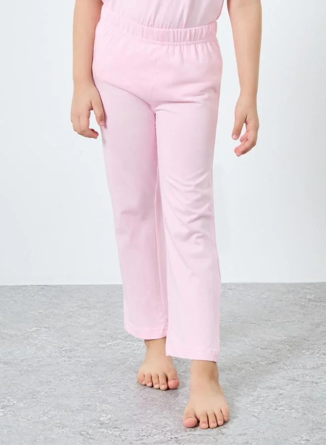 Styli Styli Girls Pink Cotton T-Shirt and Pyjama Set