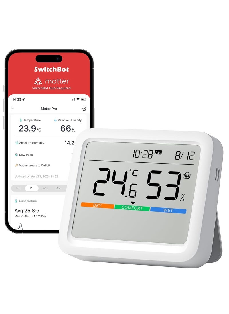 SwitchBot SwitchBot Bluetooth Temperature and Humidity Monitor Meter Pro, Wireless Indoor Hygrometer Sensor with App Control, Thermometer for Room, Greenhouse, Free Data Storage Export, 393ft Bluetooth Range  - Image 1