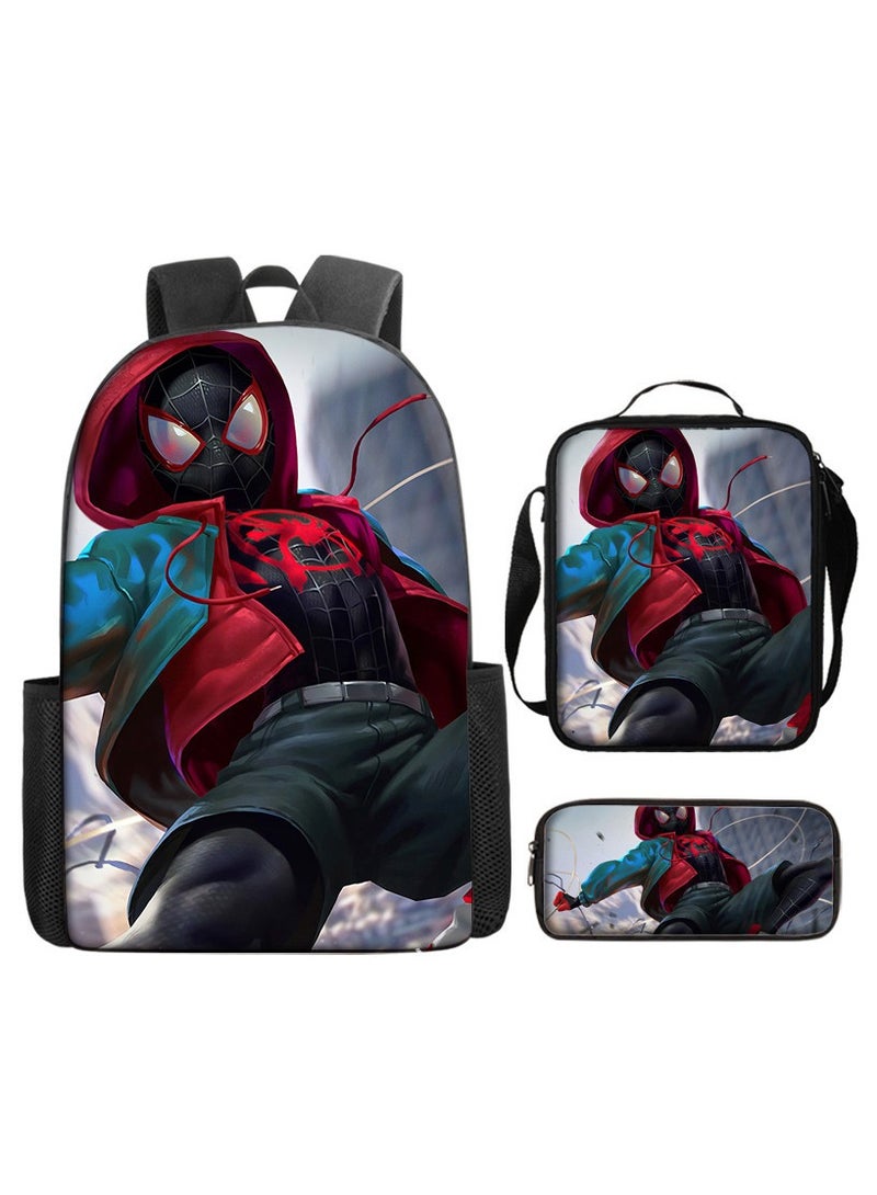 Naruto Spiderman Hero Cartoon Backpack Three-Piece Set 29*42*16cm
