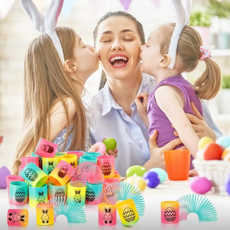 CLEVERZONE 36 Packs Spring Rainbow Magic Fidget Stress Coil Mini Springs Bulk Toys Party Favor Carnival Prize Goodie Bag Stuffers For Kids Boys Girls (Easter) - Image 4