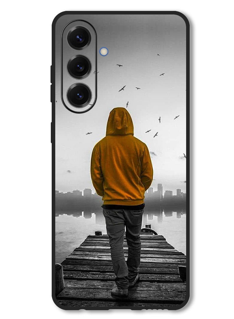 Theodor Case Compatible with Samsung Galaxy M56 6.74 Inch Protection Shockproof Bumper Cover Sad Boy Walking - Image 1