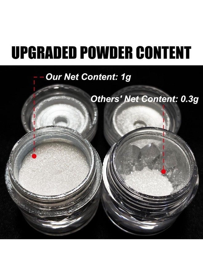 Fokostar White Chrome Nail Powder Super Glossy Clear Mirror Effect Smooth Pearl Glitter Pigment Powder, White Ice Transparent Unicorn Nail Chrome Powder For Gel Polish Nails Art Design With Tools - Image 3