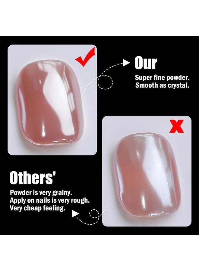 Fokostar White Chrome Nail Powder Super Glossy Clear Mirror Effect Smooth Pearl Glitter Pigment Powder, White Ice Transparent Unicorn Nail Chrome Powder For Gel Polish Nails Art Design With Tools - Image 4