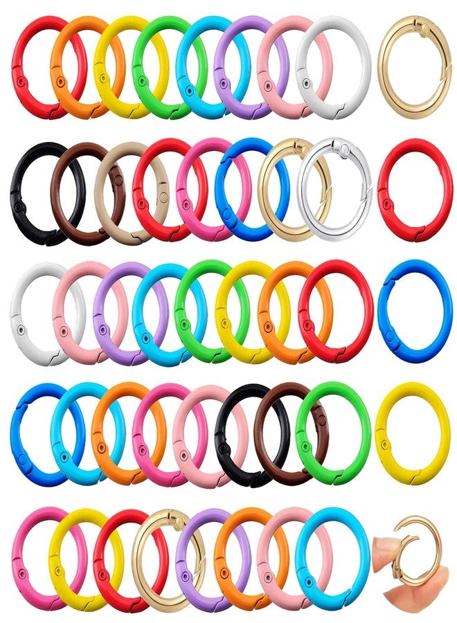 Cmidy Round Carabiner Clip Bulk 48pcs 1 Inch Colorful Circle Carabiner Key Ring Clips Spring O Rings Clips for Bag Charm Purse Lanyard DIY Keychain Making Supplies (Multicolor, 1 Inch) - Image 1