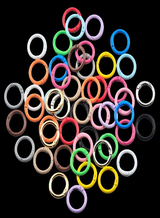 Cmidy Round Carabiner Clip Bulk 48pcs 1 Inch Colorful Circle Carabiner Key Ring Clips Spring O Rings Clips for Bag Charm Purse Lanyard DIY Keychain Making Supplies (Multicolor, 1 Inch) - Image 2