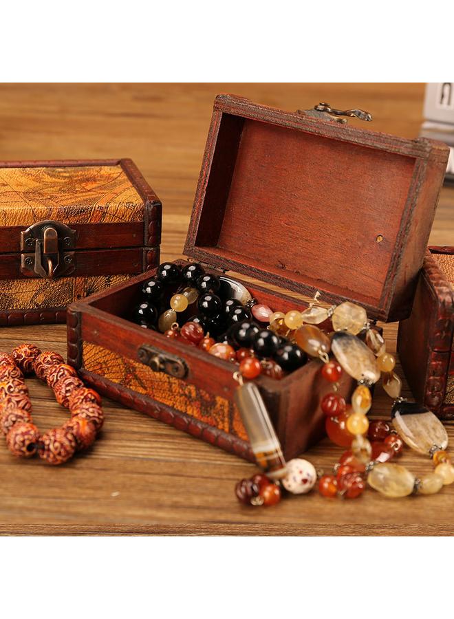 Bluejw European Style Vintage Jewelry Storage Wooden Box Antique Handmade Old Square Product Packaging Wooden Box Can Be Locked - Image 2