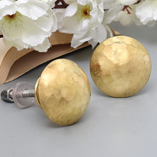 Indian-Shelf Pack of 10 Knobs | Brass Farmhouse Pulls | Gold Modern Knobs | Round Kitchen Knobs and Pulls for Cabinets | Bathroom Drawer Pulls - Image 1