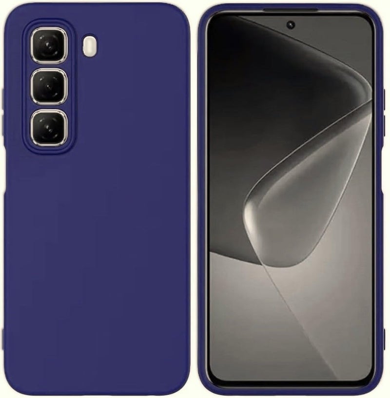 Silicone Case High Quality Padded Inside with Full Camera Protection for Infinix Hot 60 Pro Plus (Navy)