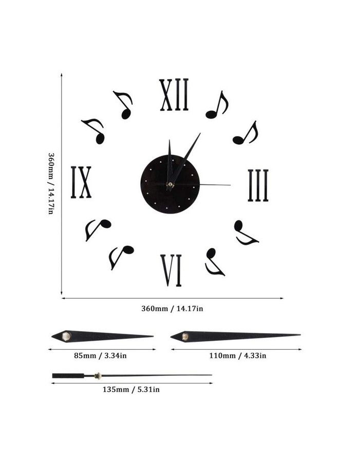 Fdit Wall Clocks Sticker Musical Note 3D Musical Notes And Roman Numerals Record Modern Interior Design Home Decor 3060Cm - Image 3