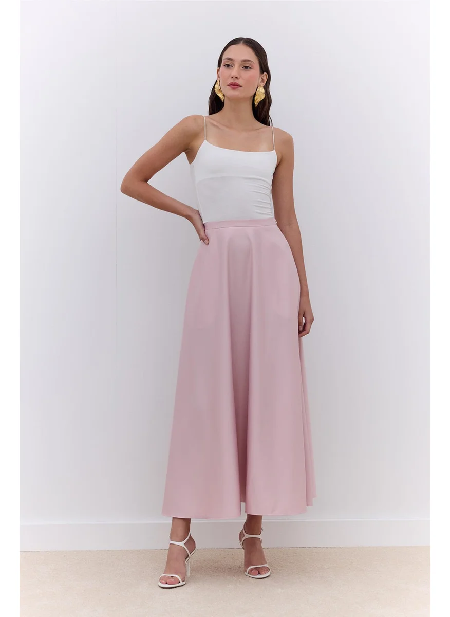 مانوكا Satin Flared Evening Skirt Powder