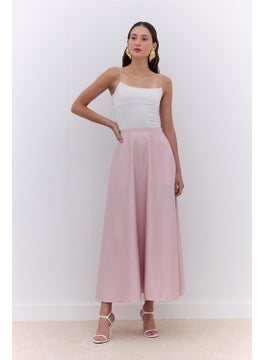 Manuka Satin Flared Evening Skirt Powder  - Image 1