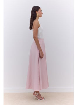 Manuka Satin Flared Evening Skirt Powder  - Image 2