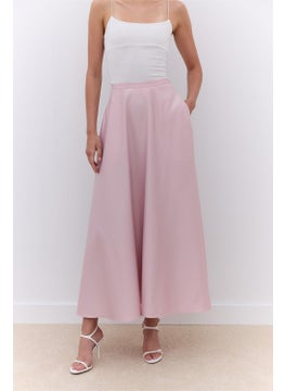 Manuka Satin Flared Evening Skirt Powder  - Image 3