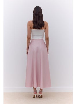 Manuka Satin Flared Evening Skirt Powder  - Image 4