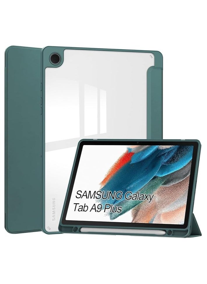 Generic Compatible with Case for Samsung Galaxy Tab A9 Plus Tablet 11 Inch 2023, Ultra Transparent Back Slim Cover with Auto-Wake for Samsung Galaxy Tab A9+ Tablet 2023 (Dark Green)  - Image 1