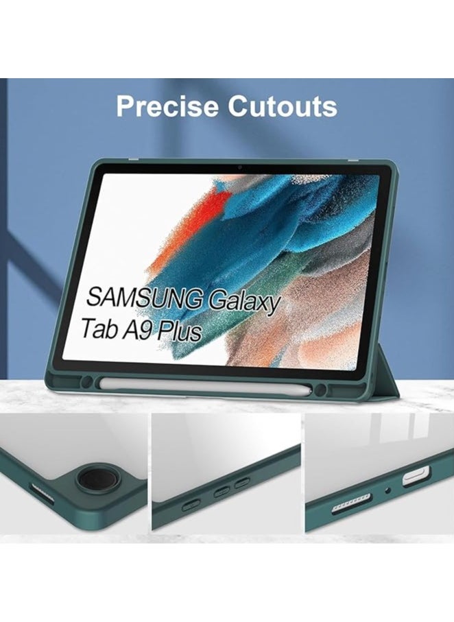 Generic Compatible with Case for Samsung Galaxy Tab A9 Plus Tablet 11 Inch 2023, Ultra Transparent Back Slim Cover with Auto-Wake for Samsung Galaxy Tab A9+ Tablet 2023 (Dark Green)  - Image 4