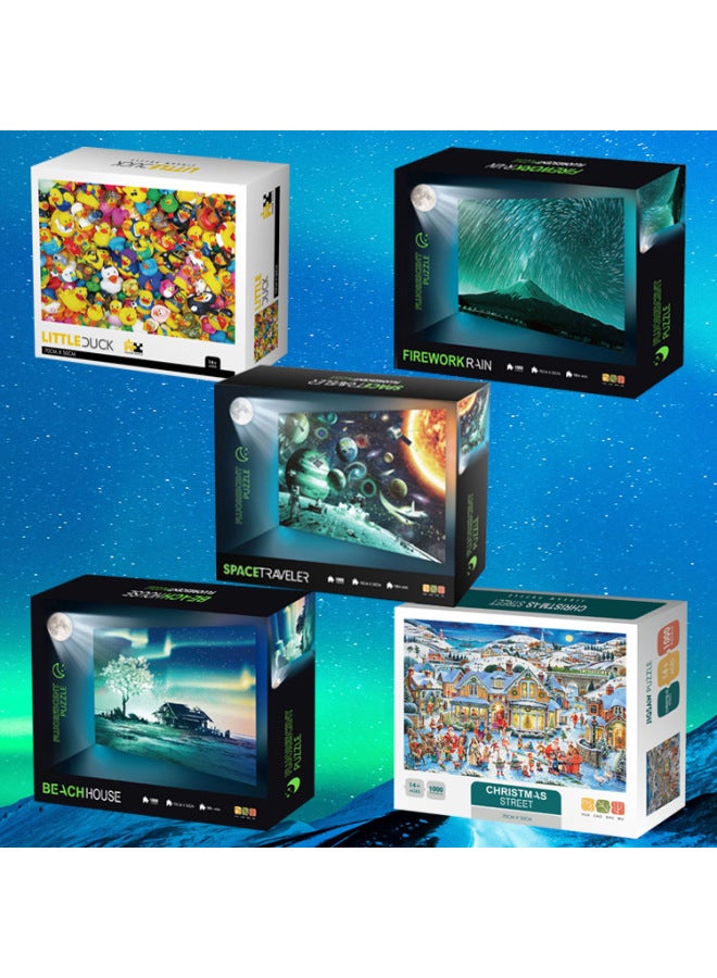 Hot Spot 1000 Pieces London Bridge Aurora With Luminous Paper Puzzle Decompression Puzzle Puzzle Toy-Color:6615