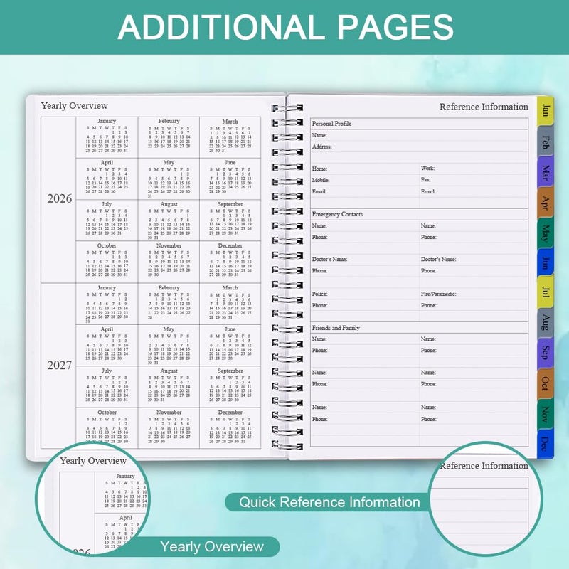 Getvow 2026 Weekly & Monthly Planner - January 2026 to December 2026, 2026 Planner & Organizer Notebook to Track Goals, Medium 6.5" x 8.5", Teal - Image 4