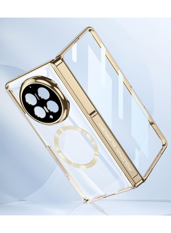 جراب لهاتف Honor Magic V6 مزود بغشاء حماية عالي الدقة، ومفصل مغناطيسي، وغطاء كامل للهاتف، وحلقة مغناطيسية مدمجة، وشحن لاسلكي، وجراب قابل للطي لهاتف Honor Magic V6 - Image 2