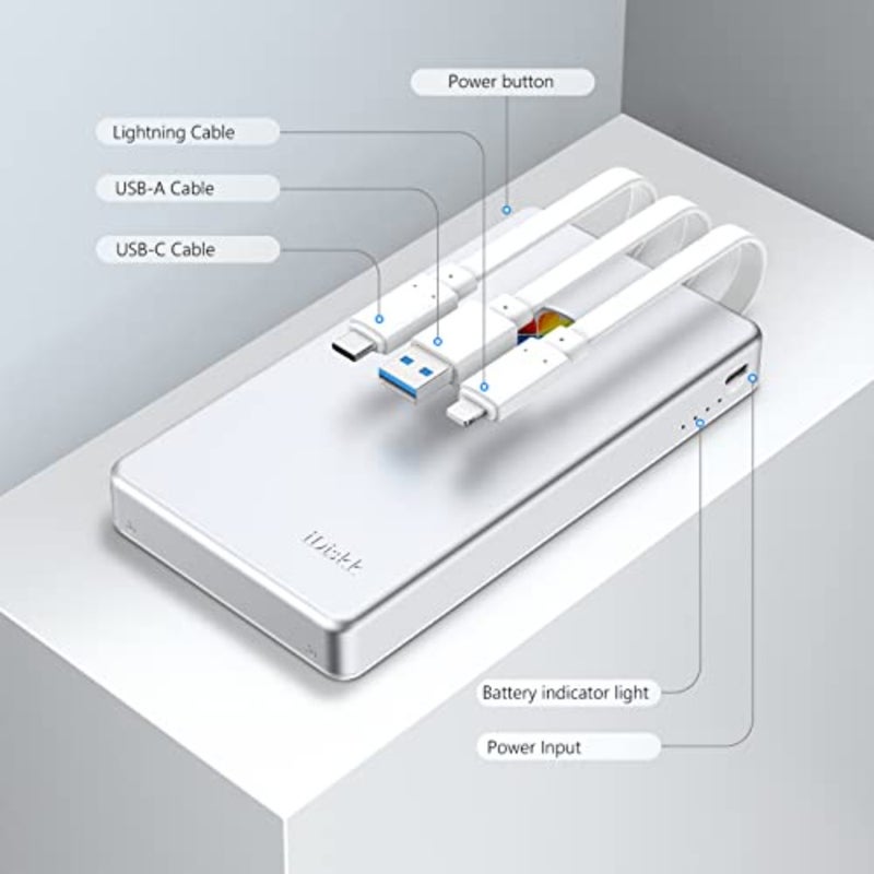 محرك الأقراص الصلبة الخارجي لأجهزة iPhone 16/15 وأجهزة iPad/Mac/USB-C المحمولة/الكمبيوتر الشخصي: وحدة تخزين محمولة معتمدة من MFi سعة 2 تيرابايت مع كابلات USB 3.0/Type-C/Lightning مدمجة، وغطاء من الألومنيوم الأسود، ونسخ احتياطي سريع للصور/مقاطع الفيديو - Image 5