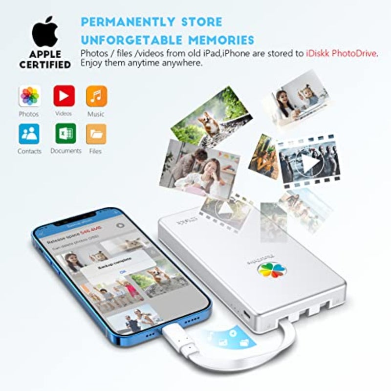 محرك الأقراص الصلبة الخارجي لأجهزة iPhone 16/15 وأجهزة iPad/Mac/USB-C المحمولة/الكمبيوتر الشخصي: وحدة تخزين محمولة معتمدة من MFi سعة 2 تيرابايت مع كابلات USB 3.0/Type-C/Lightning مدمجة، وغطاء من الألومنيوم الأسود، ونسخ احتياطي سريع للصور/مقاطع الفيديو - Image 3