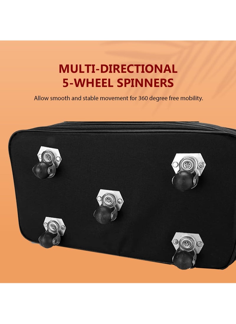 MXM - Travel Moving Trolley Luggage Foldable Bag with Wheels XX-Large 30kg/120L Waterproof Zipper Extendable Duffel Organizer Bag ( Black ) - Image 1