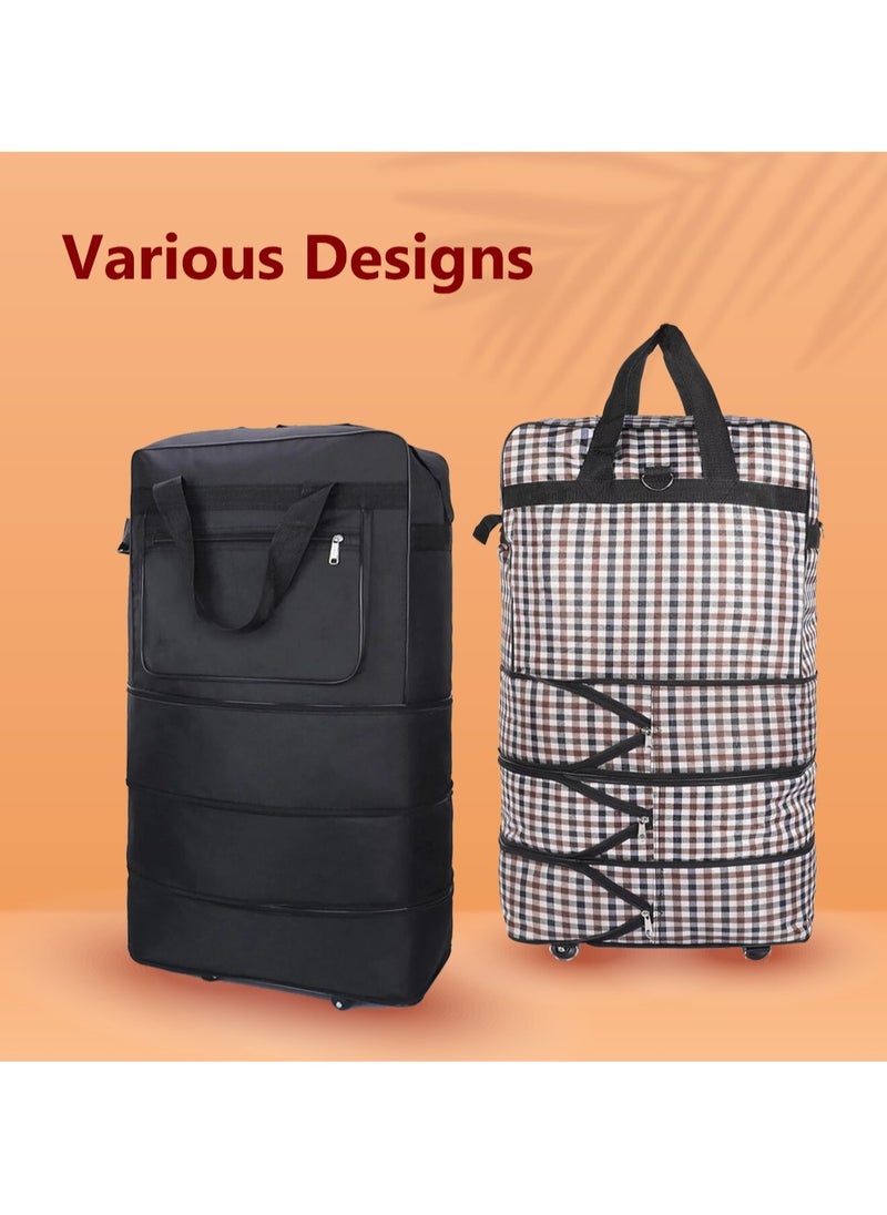 MXM - Travel Moving Trolley Luggage Foldable Bag with Wheels XX-Large 30kg/120L Waterproof Zipper Extendable Duffel Organizer Bag ( Black ) - Image 1