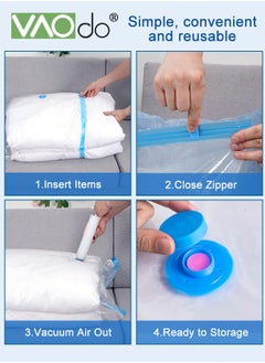 VAOdo 13 Pack Vacuum Storage Bags Space Saver Bags Includ 2 Large/5 Medium/5 Small/1 Hand Pump Compression for Comforters and Blankets Sealer Clothes Storage Hand Pump Included  - Image 4