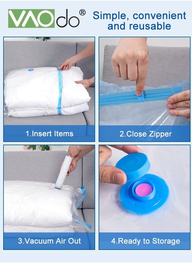 VAOdo 13 Pack Vacuum Storage Bags Space Saver Bags Includ 2 Large/5 Medium/5 Small/1 Hand Pump Compression for Comforters and Blankets Sealer Clothes Storage Hand Pump Included  - Image 4